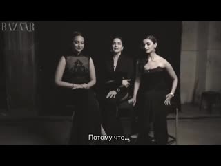 madhuri dixit, sonakshi sinha and alia bhatt on the set of a photoshoot for bazaar magazine, march 2019 [russian subtitles from bc] mature